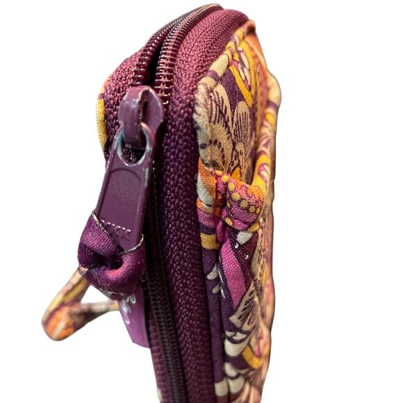 Vera Bradley Wristlet Zip ID Coin Pockets Quilted Safari Sunset Purple Purse - Picture 5 of 12